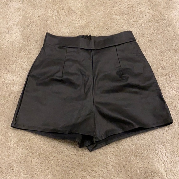 Windsor Black Mini Faux Leather Shorts 